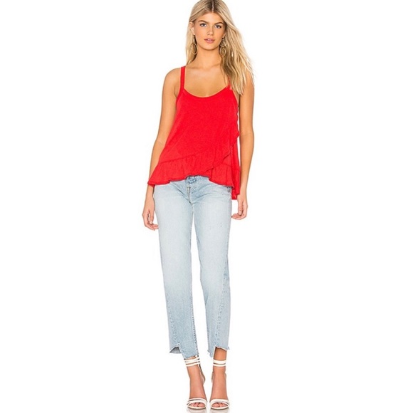 David Lerner Asymmetrical Ruffle Tank in Poppy Linen Blend Size XS Revolve - Picture 2 of 15